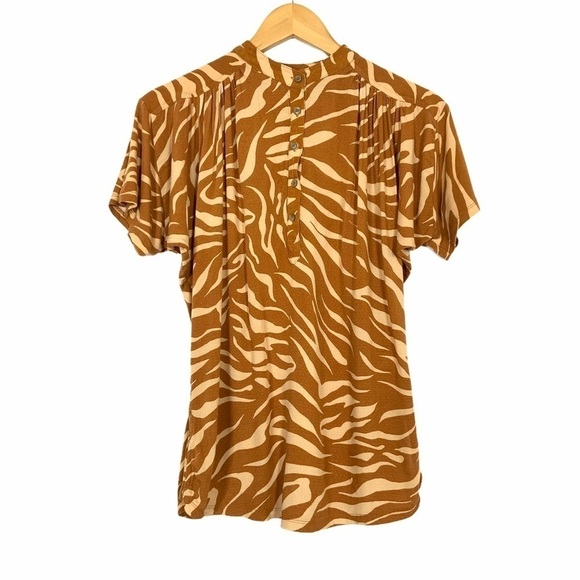 Maeve Anthropologie Half Button Pullover XS Brown - Picture 1 of 7